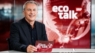 Logo der Sendung «ECO Talk» mit Moderator Reto Lipp.