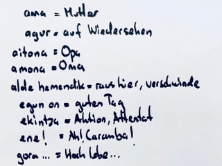 Baskische Ausdrücke auf einem weissen Blatt Baskische Ausdrücke auf einem weissen Blatt