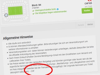 Screenshot viagogo.ch Screenshot viagogo.ch