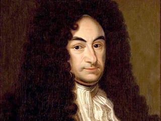 Das gemalte Porträt eines Mannes mit gelockter, dunkler Perücke und üppiger Kleidung.