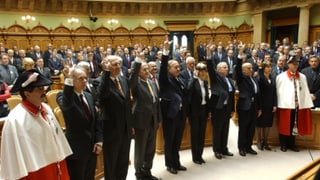 Der Bundesrat nach seiner Wahl beim Gelöbnis