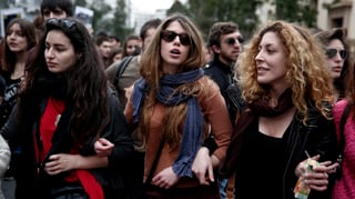 Schüler-Demonstration in Athen gegen eine geplante Revision des griechischen Universtiätensystems, September 2013.