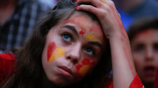 Spanischer Fan nach der Niederlage gegen Holland.