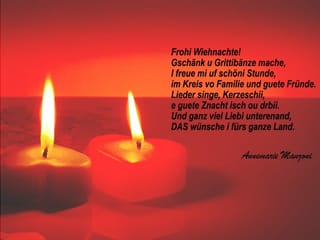 Ein Gedicht auf einem Bild mit zwei herzförmigen Kerzen.