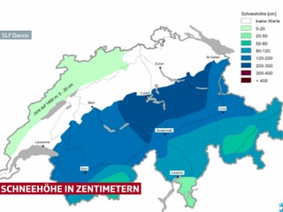 Die Schneehöhe auf 2000 Metern über Meer. Die Schneehöhe auf 2000 Metern über Meer.
