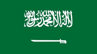 Flagge von Saudi-Arabien mit arabischer Schrift und einem symbolisierten Schwert.