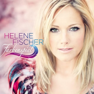 Helene Fischer und farbige Federn auf dem CD-Cover «Farbenspiel».