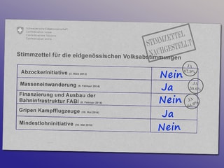 Eidgenössischer Stimmzettel von Heinz Brand. 