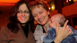 Eveline Widmer-Schlumpf mit ihrer Tochter Carmen und Baby.
