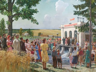 Alexander Deineka: «Bau des kolchoseeigenen Kraftwerks», 1952