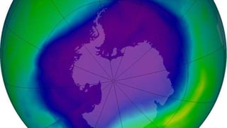Im September 2006 erreichte das Ozonloch über der Antarktis die bisher grösste Ausdehnung (Nasa-Computergrafik).