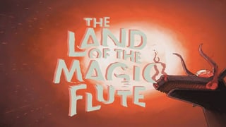 Ein Drache nebem dem Logo «The Land of the Magic Flute»