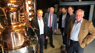 Die Familie Möhl feiert die Eröffnung des MoMö (von links nach rechts): Georges Möhl, Ernst Möhl, Christoph Möhl, Lukas Möhl und Markus Möhl.