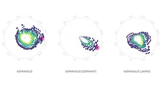 Grafik: Suchanfragen nach Spargel in den USA, Deutschland und Japan. Grafik: Suchanfragen nach Spargel in den USA, Deutschland und Japan.