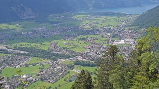 Talboden des Kantons Uri mit See im Hintergrund