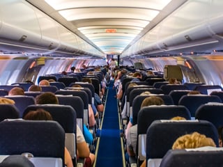 Flugzeugkabine.