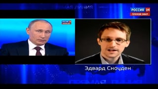 Screenshot des russischen TVs mit Putin und Snowden.