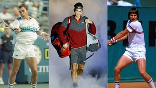 Lendl, Federer und Connors (von links): Nur sie haben 1000 und mehr Siege auf der ATP-Tour feiern können.