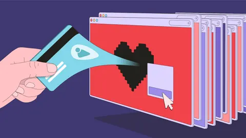 Illustration: Datingwebseiten ziehen eine Kreditkarte an