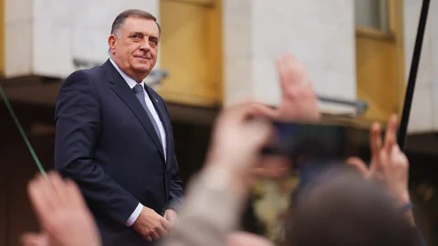 Dodik vor Anhängern in Banja Luka (25. Februar 2025).