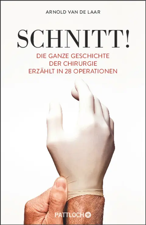 Weisses Buchcover auf dem eine Hand einer anderen einen weissen Handschuh anzieht. Darüber steht Schnitt.