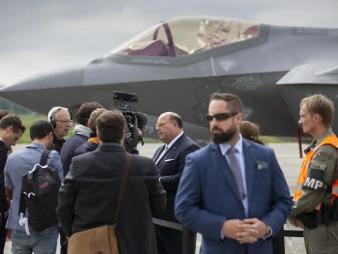Schweizer Luftwaffe beim Test des F-35A in Payerne (2019).