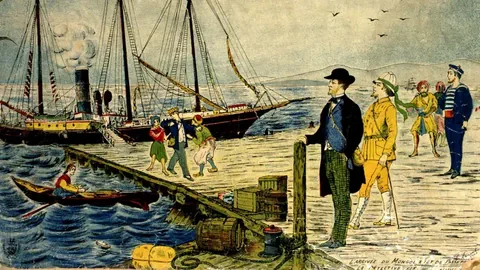 Historisches Bild, 19. Jhd. aus Jules Verne «Reise um die Erde in 80 Tagen»
