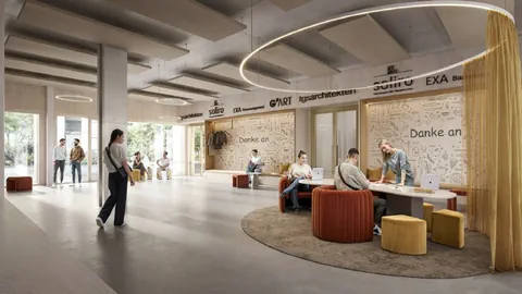 Menschen in einer Empfangshalle