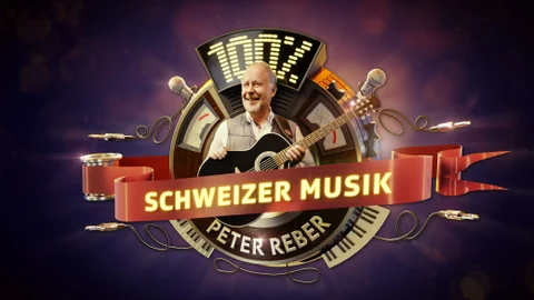 Sendungslogo «100% Schweizer Musik – Peter Reber & Friends» - Peter Reber mit Gitarre