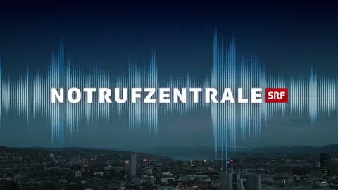 Ein Sendungsbild mit der Überschrift «Notrufzentrale». Im Hintergrund sieht man eine Stadt in der Nacht.