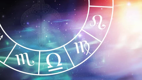 Auf dem Bild ist ein Sternzeichen-Kreis zu sehen.