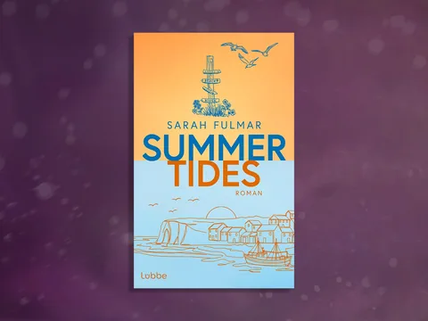 Buchcover mit gezeichneter Küstenlandschaft und Leuchtturm.