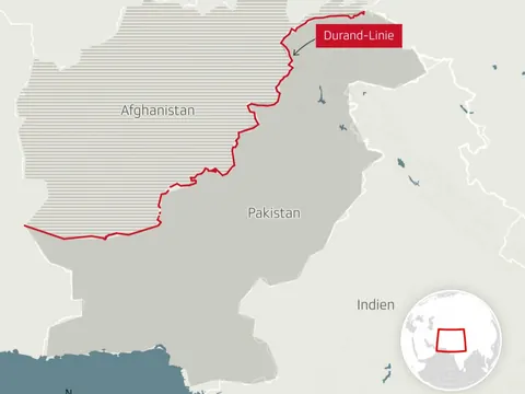 Karte, die die Grenze zwischen Pakistan und Afghanistan zeigt