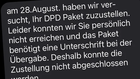 Screenshot einer betrügerischen SMS.