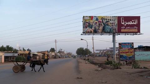 Plakat, dass Militärregierung in Khartum zeigt. 