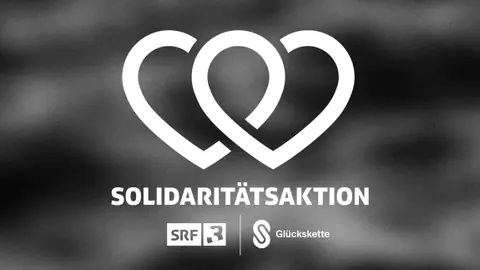 Logo der Aktion «Gib es Härz». Es sind zwei Herzen, die miteinander verbunden sind. 