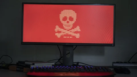 Totenkopf auf Bildschirm