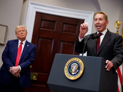 Trump mit Oracle-Co-Gründer Larry Elison im Weissen Haus.