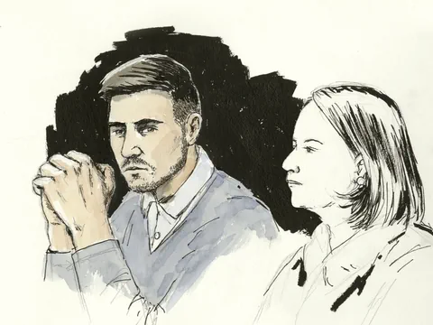 Zeichnung von zwei nachdenklichen Personen, Mann und Frau im Profil.