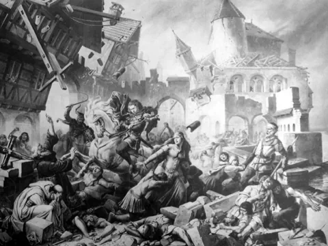 Einstürzende Gebäude und Chaos