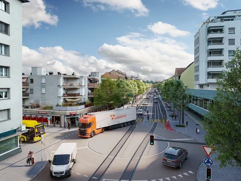 Autos in Verkehr auf Kreisel 