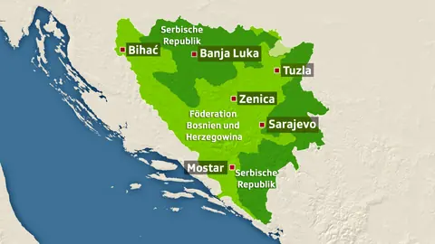 Landkarte von Bosnien und Herzegowina