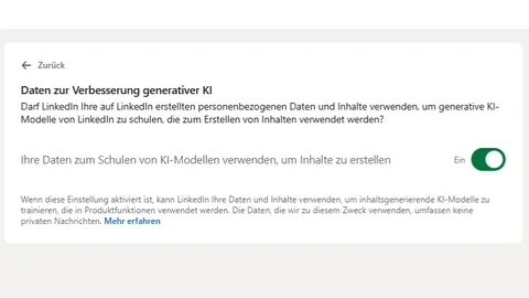 Screenshot: «Daten zur Verbesserung generativer KI»