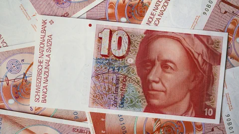 Leonhard Euler auf einer alten Zehnernote – eine Aufnahme von 1993. 
