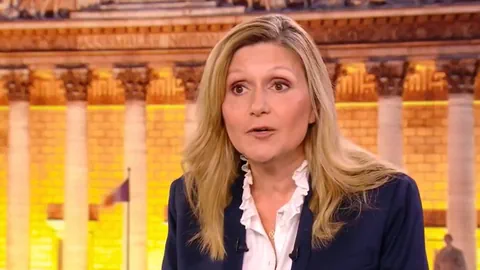 Yaël Braun-Pivet (Renaissance) bei einem Fernsehinterview.