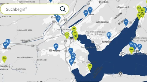 Screenshot einer Internetseite. Im Auschnitt zu sehen ist Luzern und Umgebung.