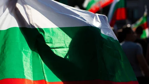 Bulgarien-Flagge an einem Wahlrally.