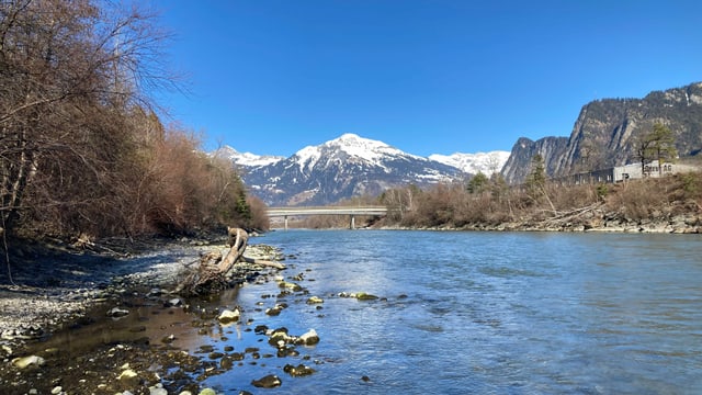 Blick auf den Rhein bei Untervaz. Blick auf den Rhein bei Untervaz.