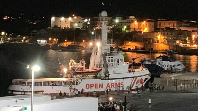 «Die Open Arms» im Hafen von Lampedusa «Die Open Arms» im Hafen von Lampedusa
