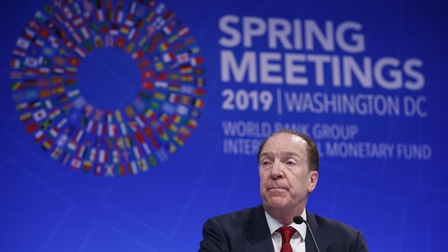 David Malpass durant l'inscunter da primavaira da la banca mundiala a Washington. David Malpass durant l'inscunter da primavaira da la banca mundiala a Washington.